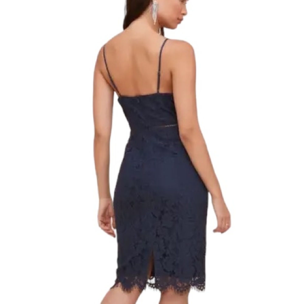 ASTR THE LABEL: Navy Blue Lattice Lace Mini Dress -Size Small - Picture 2 of 12